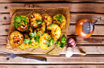 Zucchini fried. Farm fresh organic zucchini,