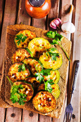 Zucchini fried. Farm fresh organic zucchini,