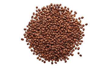 Aromatic roasted coffee beans presented against a stark black backdrop showcasing natural textures. isolated on white or transparent png