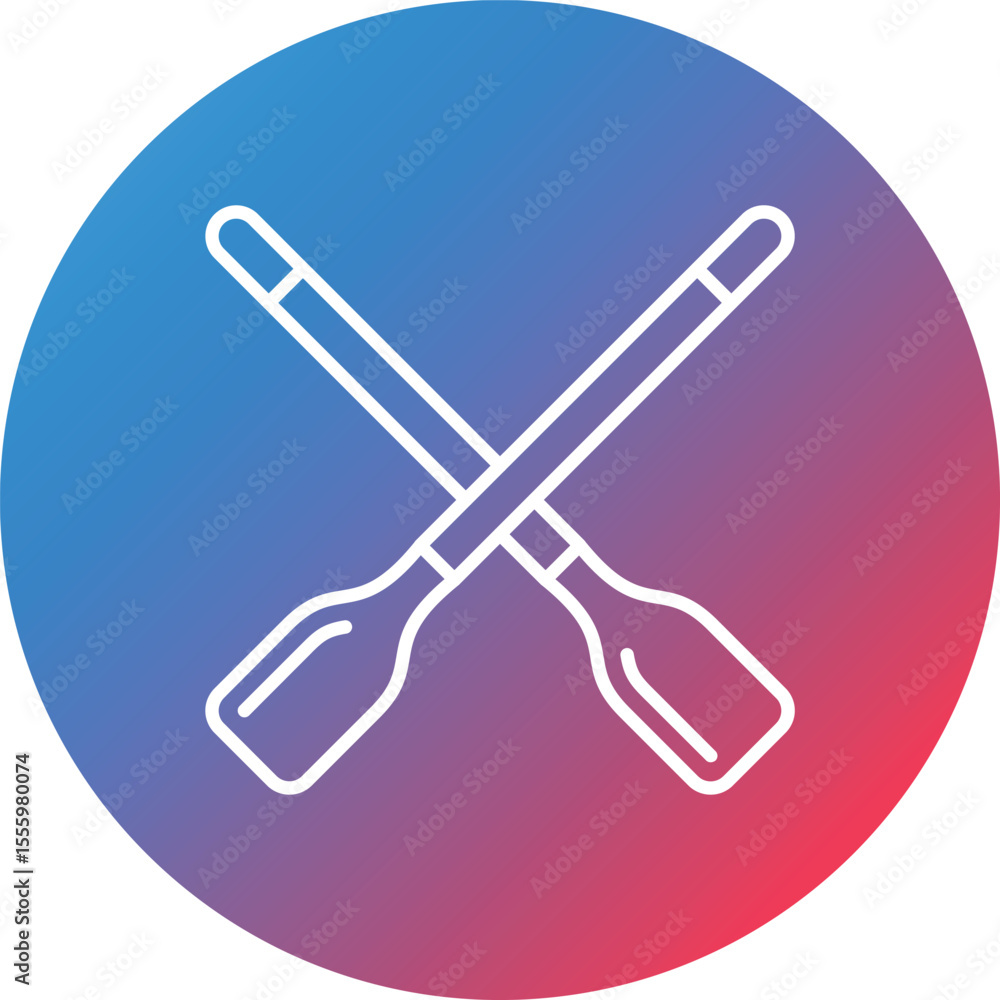 Poster rowing line gradient circle background icon
