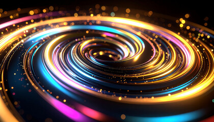 Vibrant Abstract Spiral of Intertwined Neon Lights
