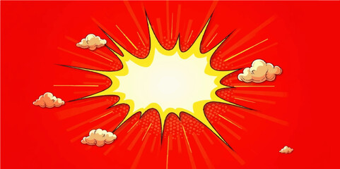 Superhero Explosion Pop Background with Comic Boom and Bright Flash Effects   © Ashraful