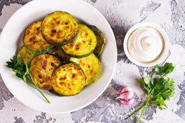 Zucchini fried. Farm fresh organic zucchini,