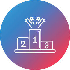 Winner Podium Line Gradient Circle Background Icon