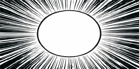 Cartoon Comic Style Speech Bubble on Black and White Radial Burst Backdrop   © Ashraful