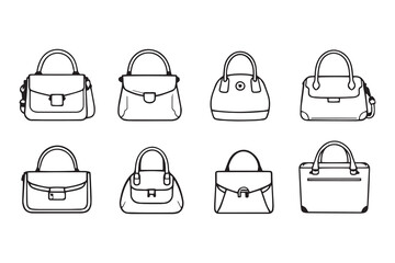 Purse line art and black color