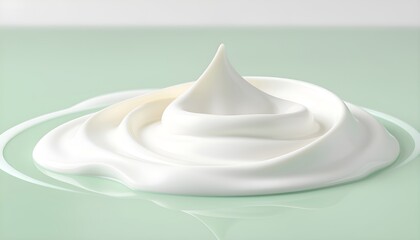 Creamy White Swirl on Light Green Surface Abstract Food Art