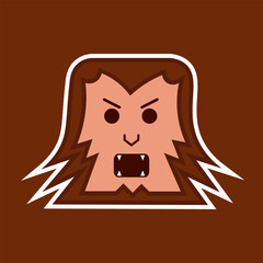 Angry Brown Furry Monster Head Graphic