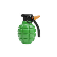 Fototapeta premium Stylized 3D Rendered Green Hand Grenade Graphic Resource Isolated Transparent Background Illustration Asset Icon Concept Danger Weapon Explosive Game Asset Rendered Object Vector