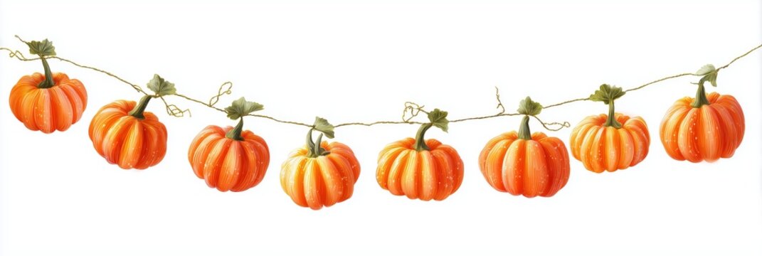 Festive Halloween garland of pumpkins ready for celebration and decoration in the fall season for parties and gatherings