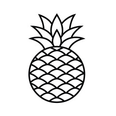 Obraz premium Pineapple outline vector icon. Pineapple fruit icon vector illustration