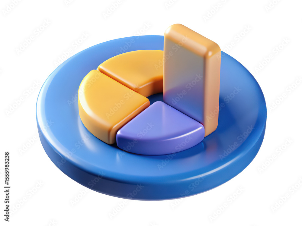 Poster abstract 3d render of a colorful pie chart data visualization business infographic element modern de