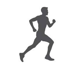 Fototapeta premium Dark grey silhouette of a man running male athletic