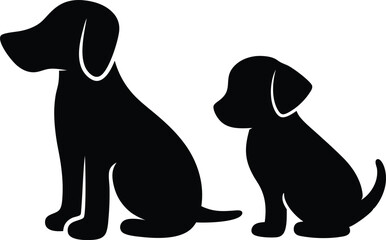 Dog icon black silhouette vector,puppy dog icon illustration