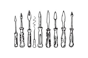 Screwdriver line art and black color