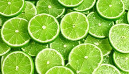 Refreshing background of vibrant lime slices, a citrusy burst of color