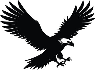 Flying Bald Eagle Silhouette vector, A Bald Eagle icon illustration