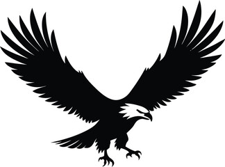 Flying Bald Eagle Silhouette vector, A Bald Eagle icon illustration