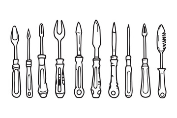 Screwdriver line art and black color