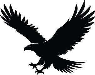 Flying Bald Eagle Silhouette vector, A Bald Eagle icon illustration