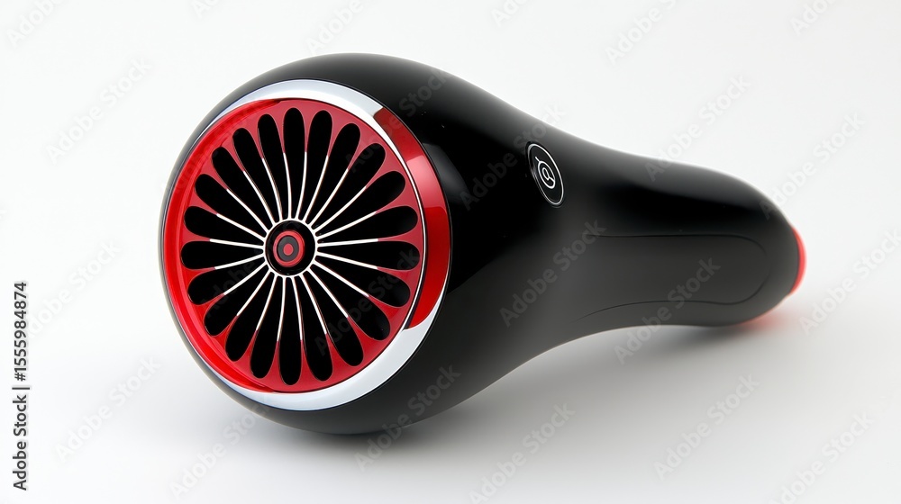 Fototapete sleek black and red handheld device with circular fan element
