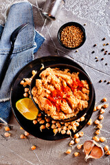 Vegetarian dish - hummus with pepper