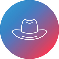 Cowboy Hat Line Gradient Circle Background Icon