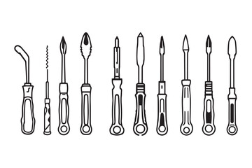 Screwdriver line art and black color