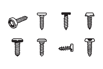 Screws line art and black color