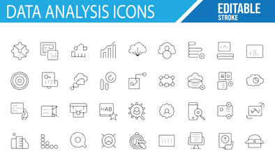 Set of Icons for Business Data Analysis and Graph Visualization

