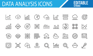 Set of Data Analysis Icons for Digital Use