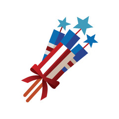 Obraz premium Firework rocket bundle tied with patriotic themed ribbon Vector illustration
