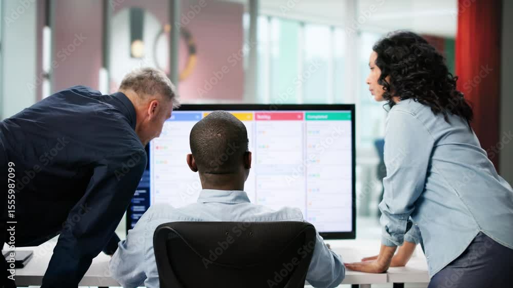 Aufkleber Agile Developer Team Working On Kanban Board