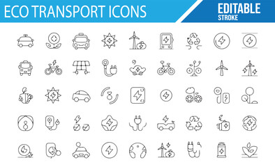 Collection of Editable Eco-Friendly Transport and Energy Symbols