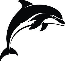 Naklejka premium Minimal Dolphin Logo - Stylish Sea Creature Silhouette Vector