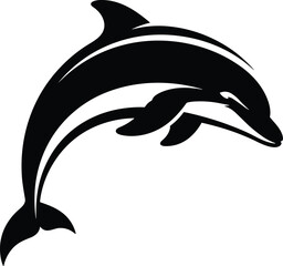 Jumping Dolphin Silhouette - Creative Marine Life Logo Design