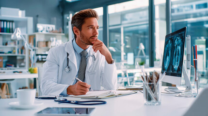 Accuracy in the details: doctor filling out a medical history