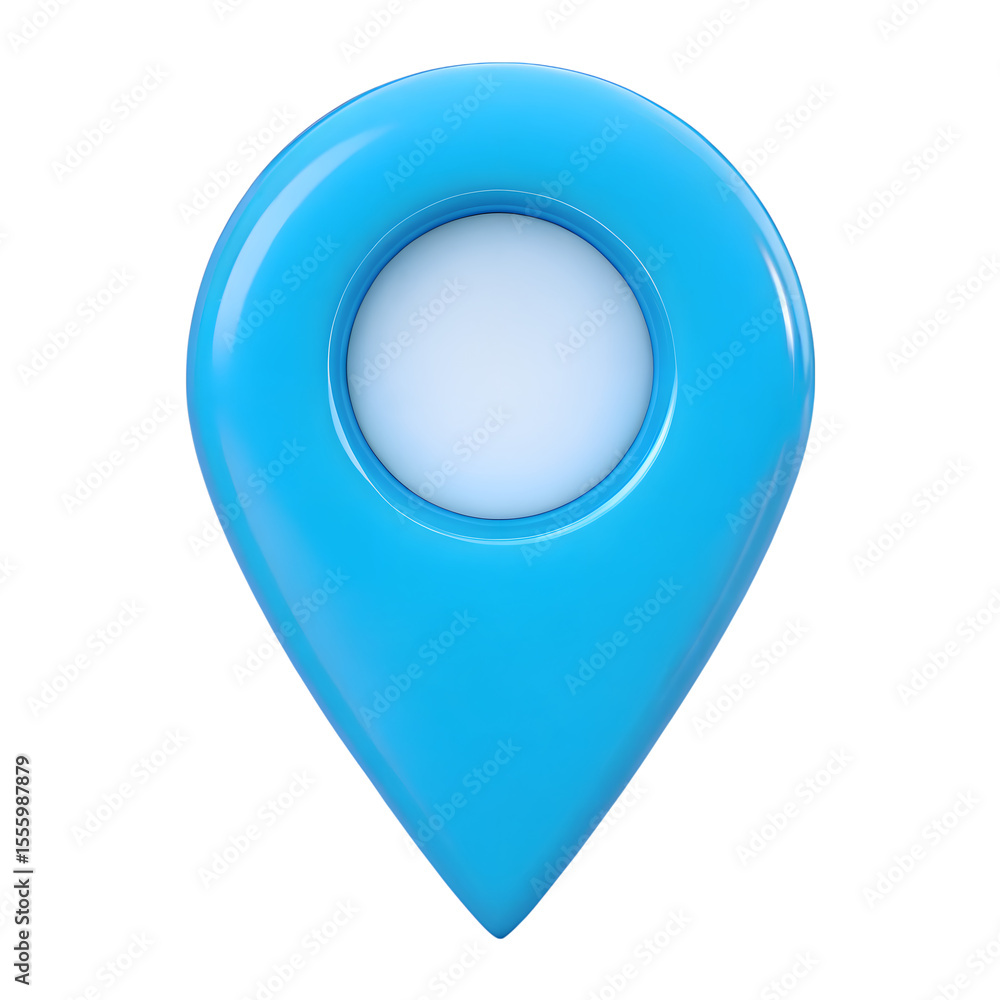 Poster shiny blue map pin location marker isolated on transparent background