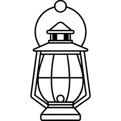 Minimal Red Lantern Outline Design