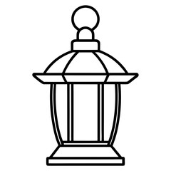 Minimal Red Lantern Outline Design