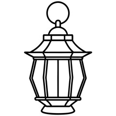Minimal Red Lantern Outline Design