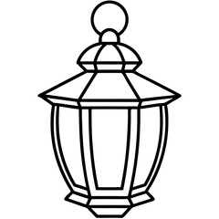 Minimal Red Lantern Outline Design