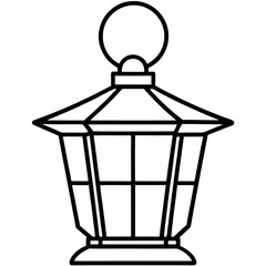 Minimal Red Lantern Outline Design
