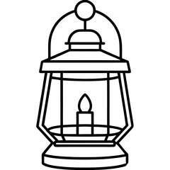 Minimal Red Lantern Outline Design