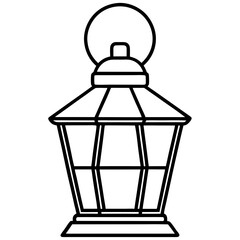 Minimal Red Lantern Outline Design