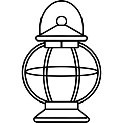 Minimal Red Lantern Outline Design