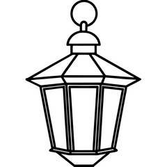 Minimal Red Lantern Outline Design