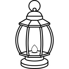 Minimal Red Lantern Outline Design