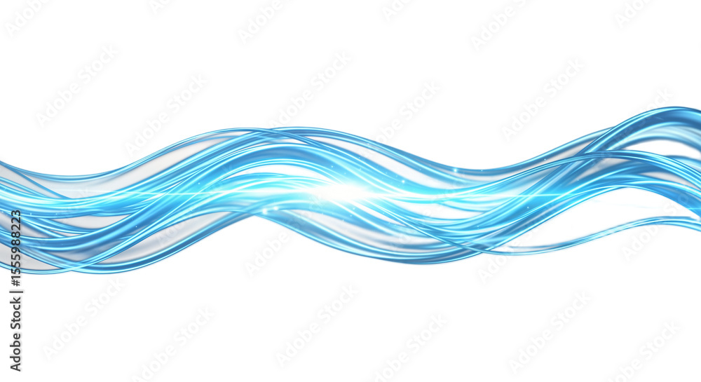 Poster abstract blue wave design with flowing lines on a transparent background. the image features smooth 