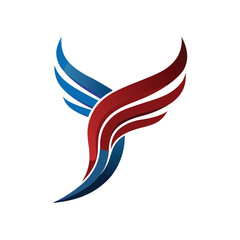 Naklejka premium Minimalist eagle wings shaped with curved ribbons Vector illustration